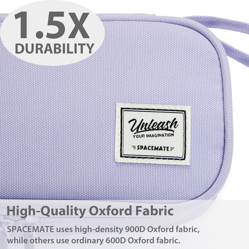 SPACEMATE Pencil Case Pouch Box Bag School Supplies Girls Boys Kids, Cute Preppy Stuff Large Big Capacity Aesthetic Pen Organizer, Back to College Stationary, Light Purple, Standard Stlye, 1800ml - Image 3